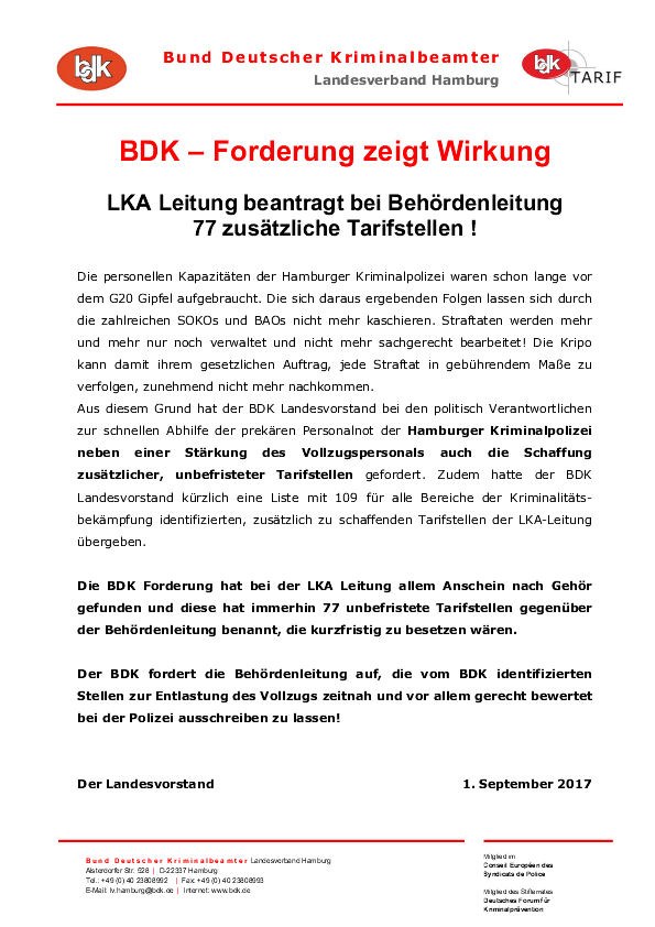 BDK – Forderung zeigt Wirkung