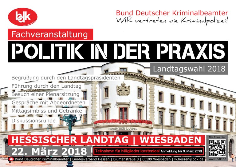 BDK Fachveranstaltung "Politik in der Praxis" anläßlich der Landtagswahl 2018 in Hessen