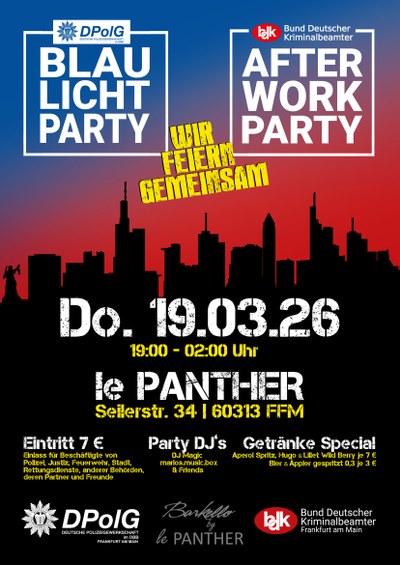 BLAULICHT PARTY trifft POLIZEI AFTER-WORK-PARTY AM 19.03.2026