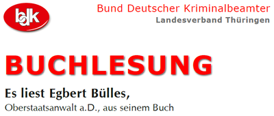 Der BDK Landesverband Thüringen lädt zur Buchlesung