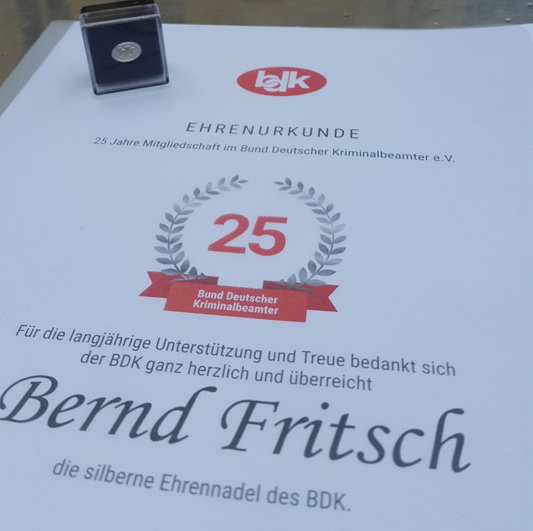 Ein Vierteljahrhundert Treue zum BDK…. Ein Vierteljahrhundert Treue zum BDK….
