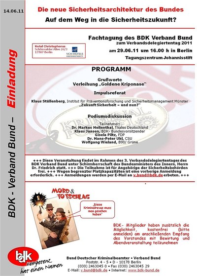 Einladung zur Fachtagung am 29.06.11 in Berlin-Spandau Einladung zur Fachtagung am 29.06.11 in Berlin-Spandau