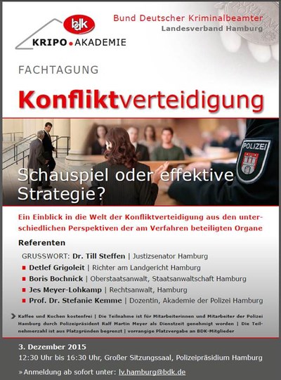 Fachtagung "Konfliktverteidigung - Schauspiel oder effektive Strategie?" Fachtagung "Konfliktverteidigung - Schauspiel oder effektive Strategie?"