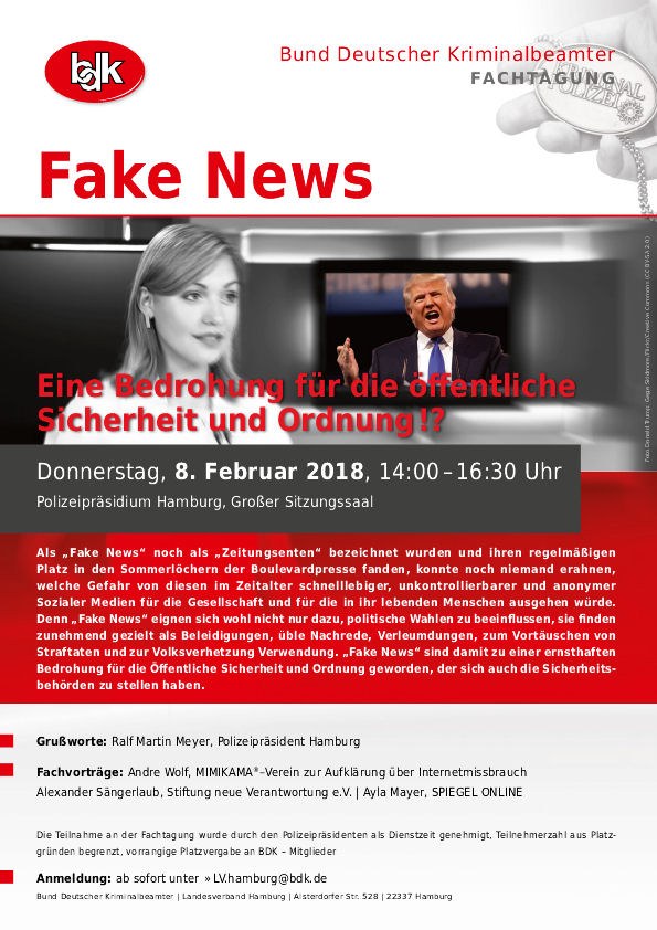 Fachtagung, 08.02.2018: "Fake News - eine Bedrohung für die öffentliche Sicherheit und Ordnung!?"