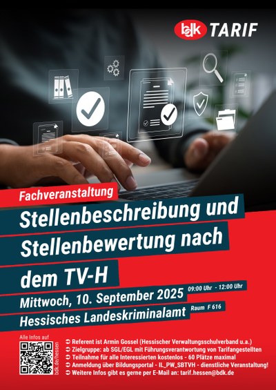 FACHVERANSTALTUNG „Stellenbeschreibung und Stellenbewertung nach dem TV-H“