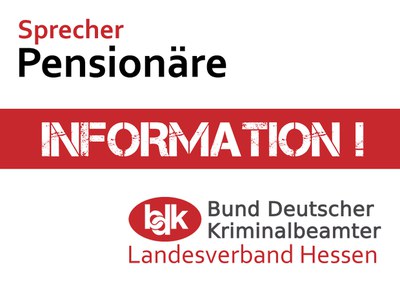Mitteilung der Pensionärsvertreter im Landesvorstand Hessen Mitteilung der Pensionärsvertreter im Landesvorstand Hessen