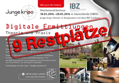 Nur noch 9 Restplätze für Seminar DIGITALE ERMITTLUNGEN der Jungen Kripo Hessen