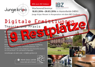 Nur noch 9 Restplätze für Seminar DIGITALE ERMITTLUNGEN der Jungen Kripo Hessen Nur noch 9 Restplätze für Seminar DIGITALE ERMITTLUNGEN der Jungen Kripo Hessen