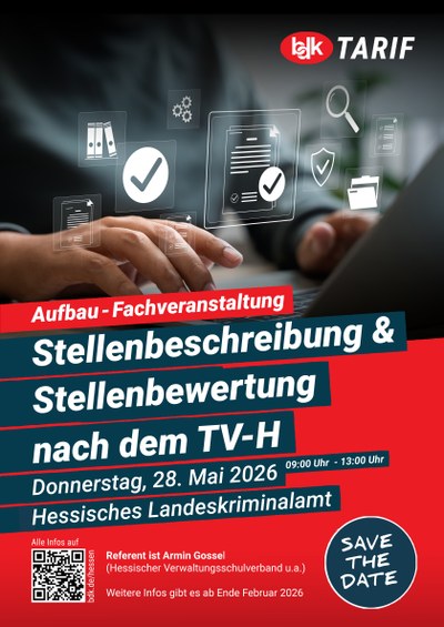Save-the-Date: Aufbau-Fachveranstaltung Stellenbeschreibung & Stellenbewertung nach dem TV-H