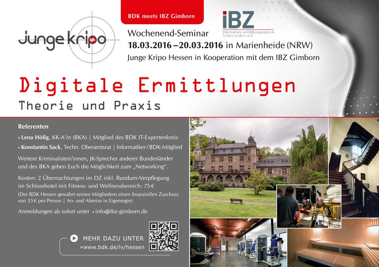 Seminar „Digitale Ermittlungen - Theorie und Praxis" der Jungen Kripo Hessen im IBZ Gimborn