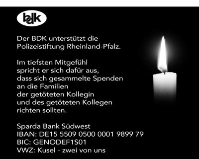 Spendenaufruf - Der BDK unterstützt die Polizeistiftung Rheinland-Pfalz