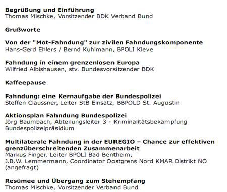 Tatort Deutschland -Fahndungsräume / Fachtagung in Kleve Tatort Deutschland -Fahndungsräume / Fachtagung in Kleve