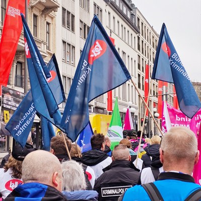 Warnstreik und Großdemonstration im Rahmen der Tarifverhandlungen am 13.03.24 in Wiesbaden