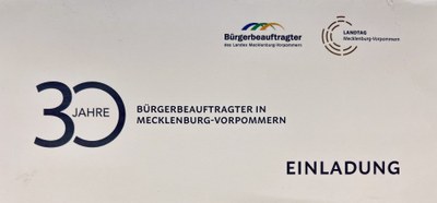Wir gratulieren zu 30 Jahre Bürgerbeauftragter Mecklenburg-Vorpommern